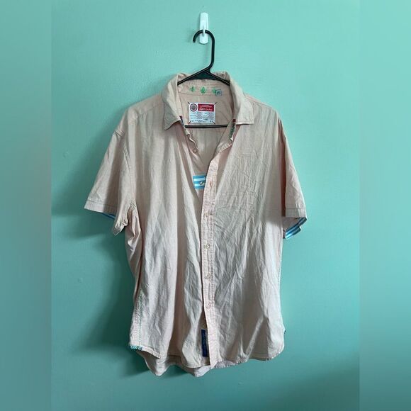 Robert Graham Peach Casual Button Short Sleeve Down Shirt Sz XL - Picture 1 of 7